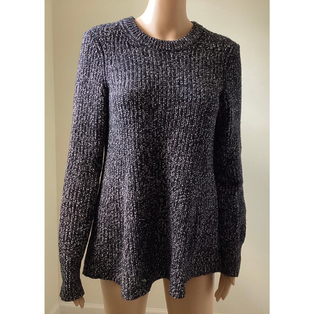Athleta Sierra Crew Sweater Womens M‎ Marled Black Wool Blend
